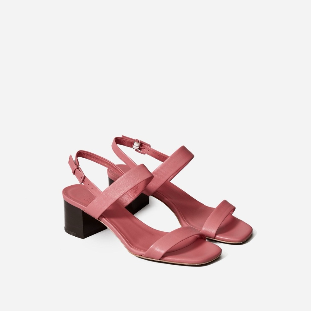 Everlane Double Strap Block Heeled Sandal Rose Pink Size 8